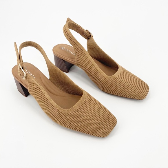 Vivaia Square Toe Block Heel Melody Slingback Nutmeg 40  9.5 - Picture 1 of 12